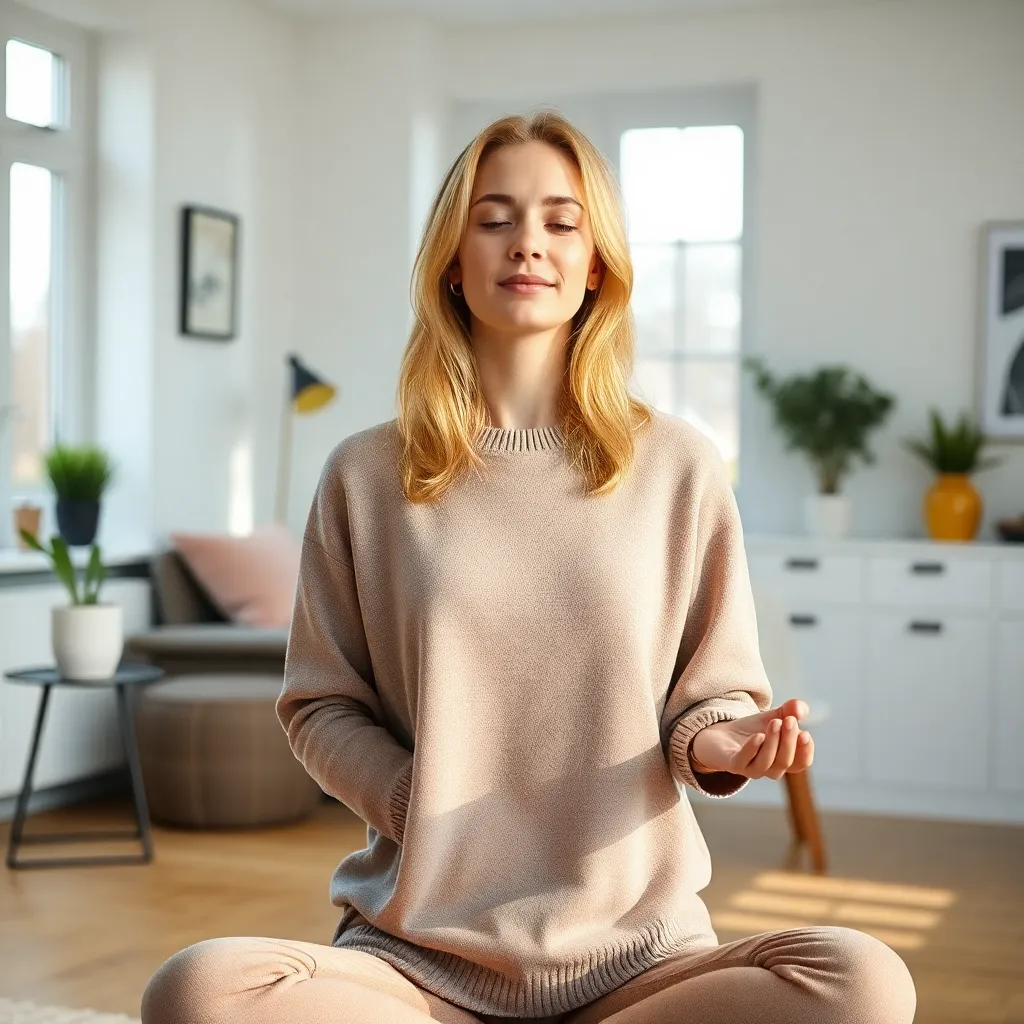 Nederlandse vrouw mediteert voor financiële planning