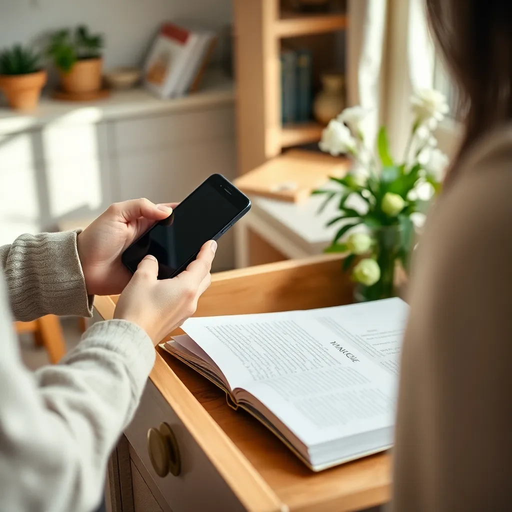 Persoon die rustig uitgaven noteert in een financieel dagboek met een kopje thee erbij